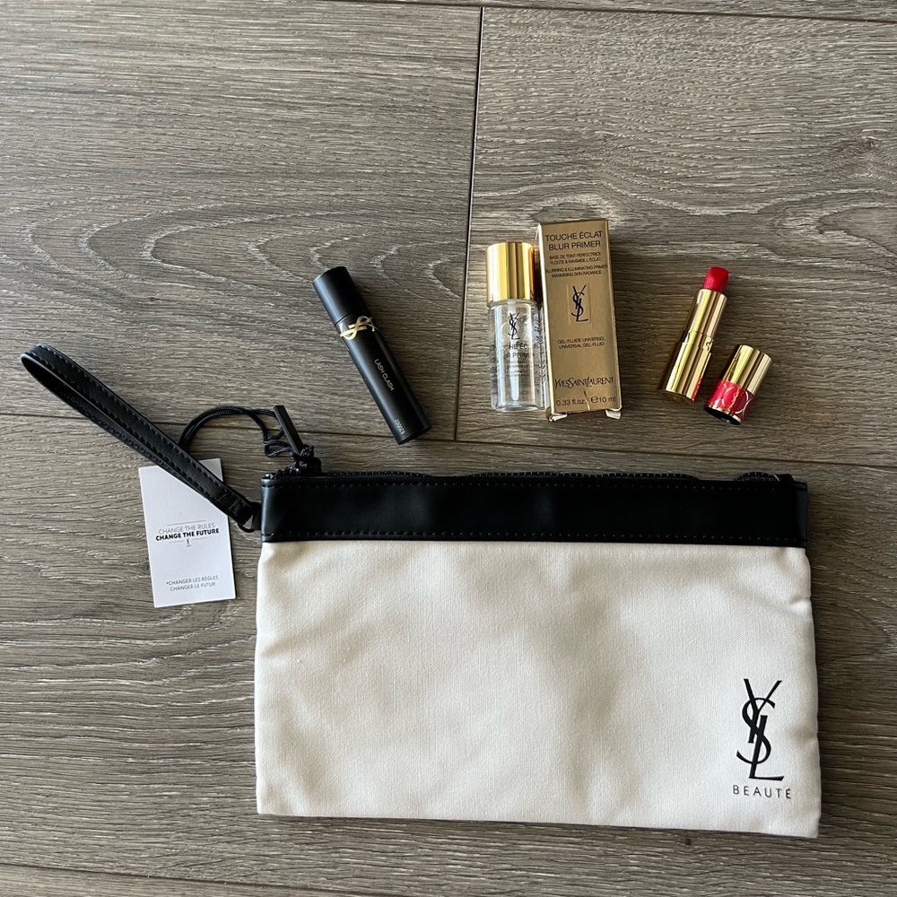 NWT YSL Beauty Cosmetic Bag, Mascara, Lipstick and Primer.